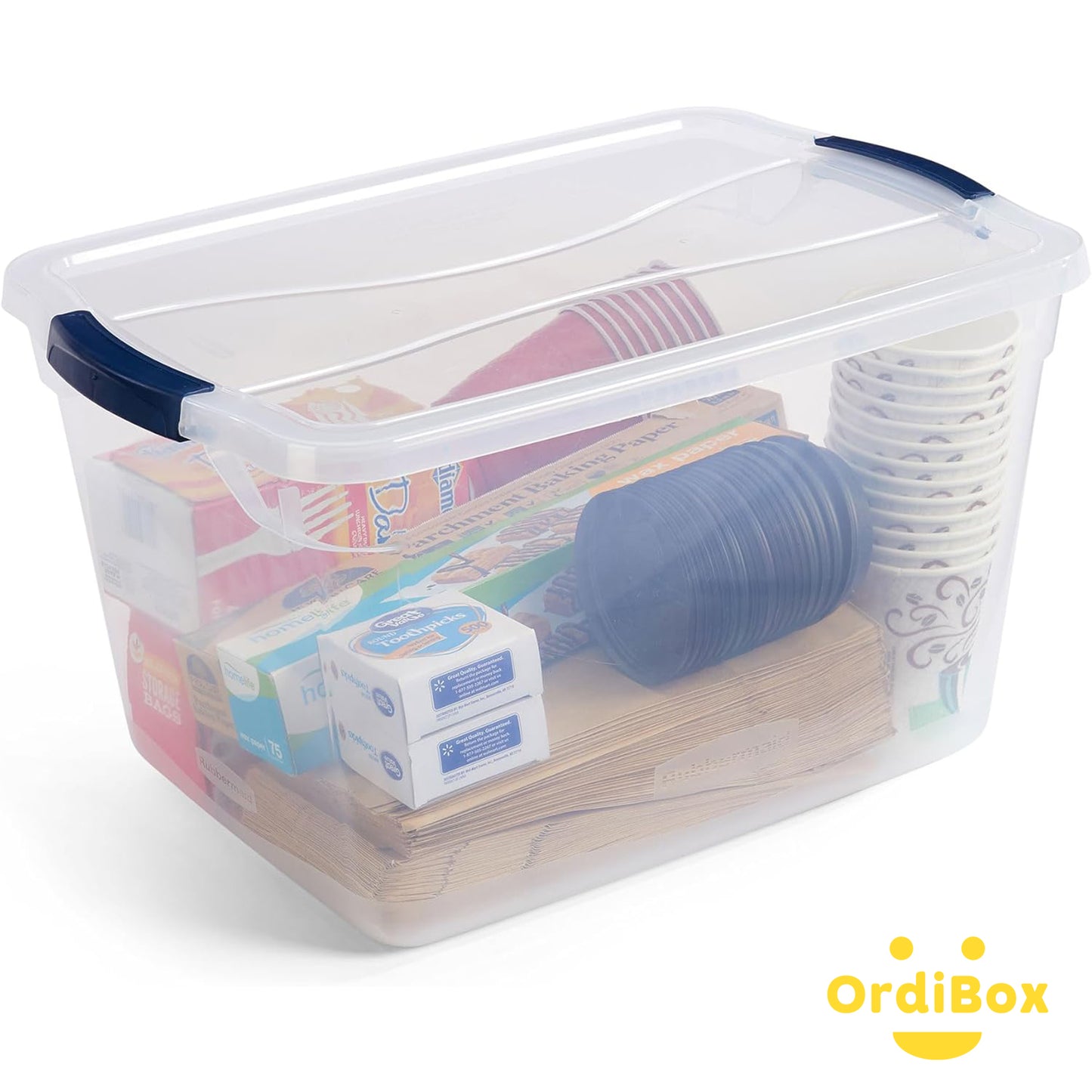 Ordibox Cleverstore Clear Plastic boxes 32 Qt 6 Pack Stackable Plastic Storage Bins with Lids