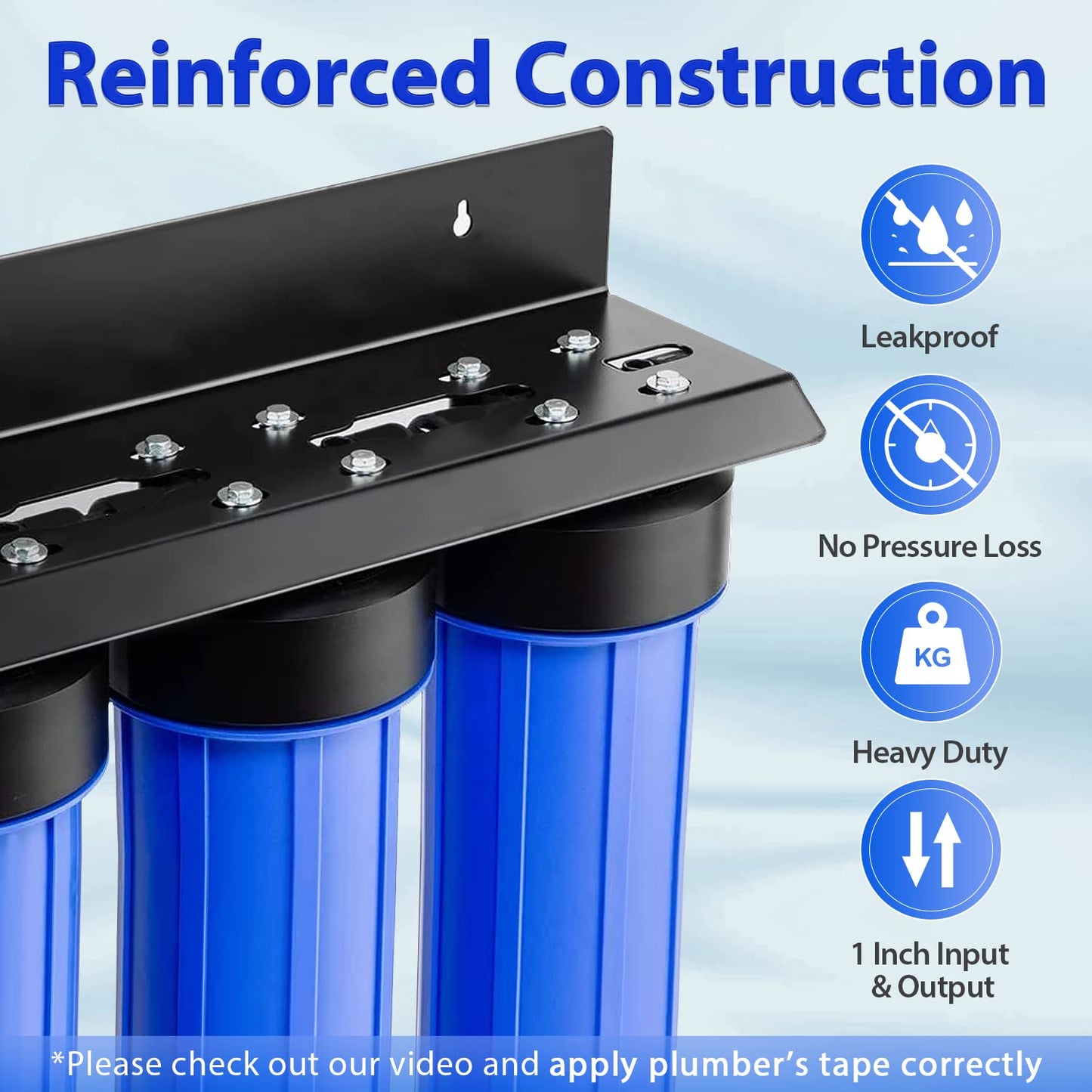 Springalis Whole House Water Filter System, Reduces Iron, Manganese, Chlorine, Sediment, Taste, and Odor, 3-Stage Iron Filter Whole House